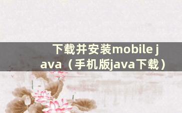 下载并安装mobile java（手机版java下载）